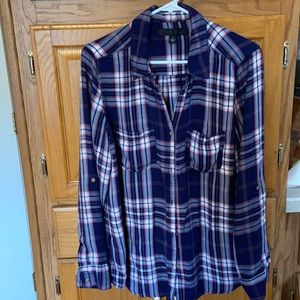 Tinsel brand plaid button down shirt.